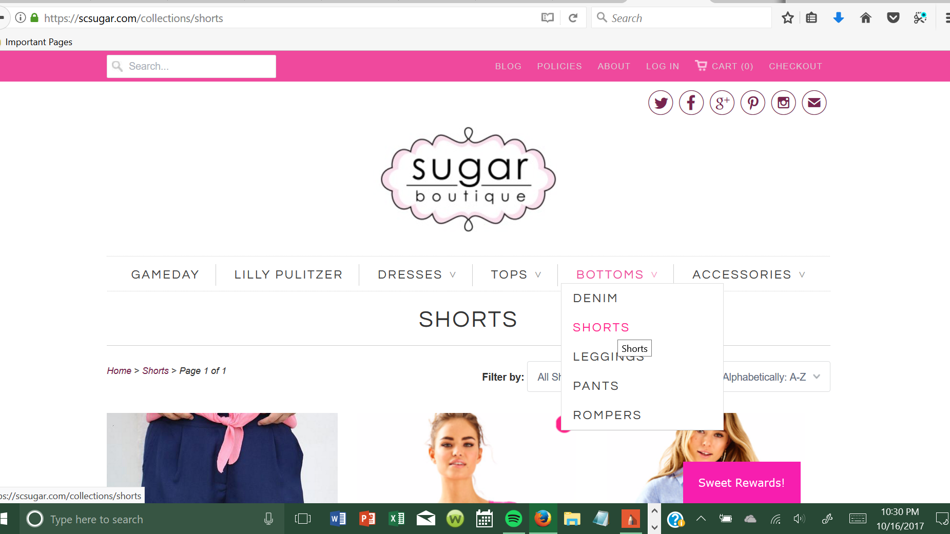 Sugar Boutique Website (2014)